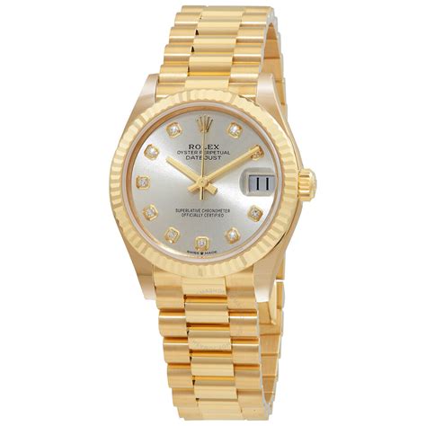 rolex datejust automatic gold dial 18kt yellow gold watch